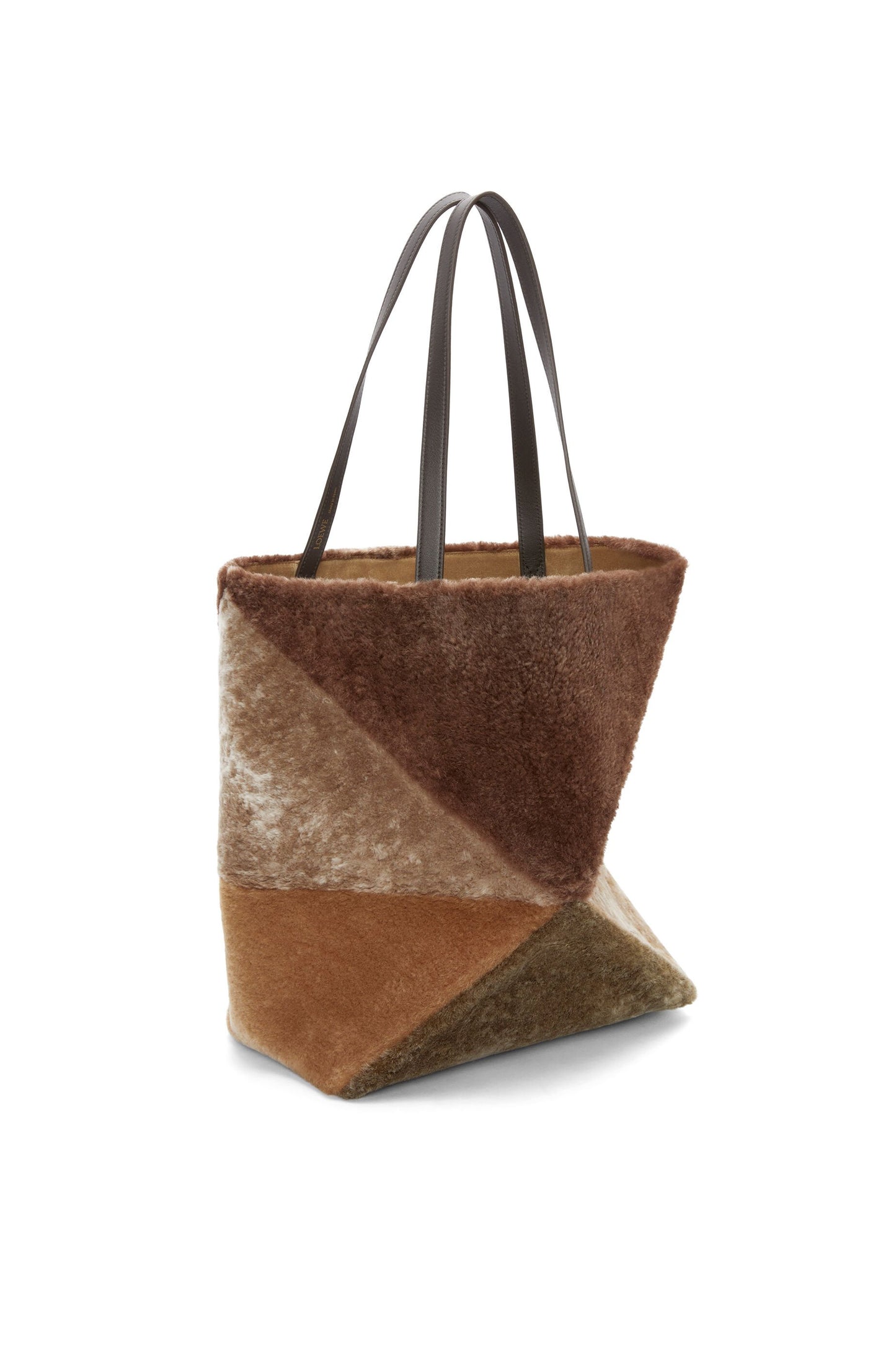 Large Puzzle Fold tote in shearling