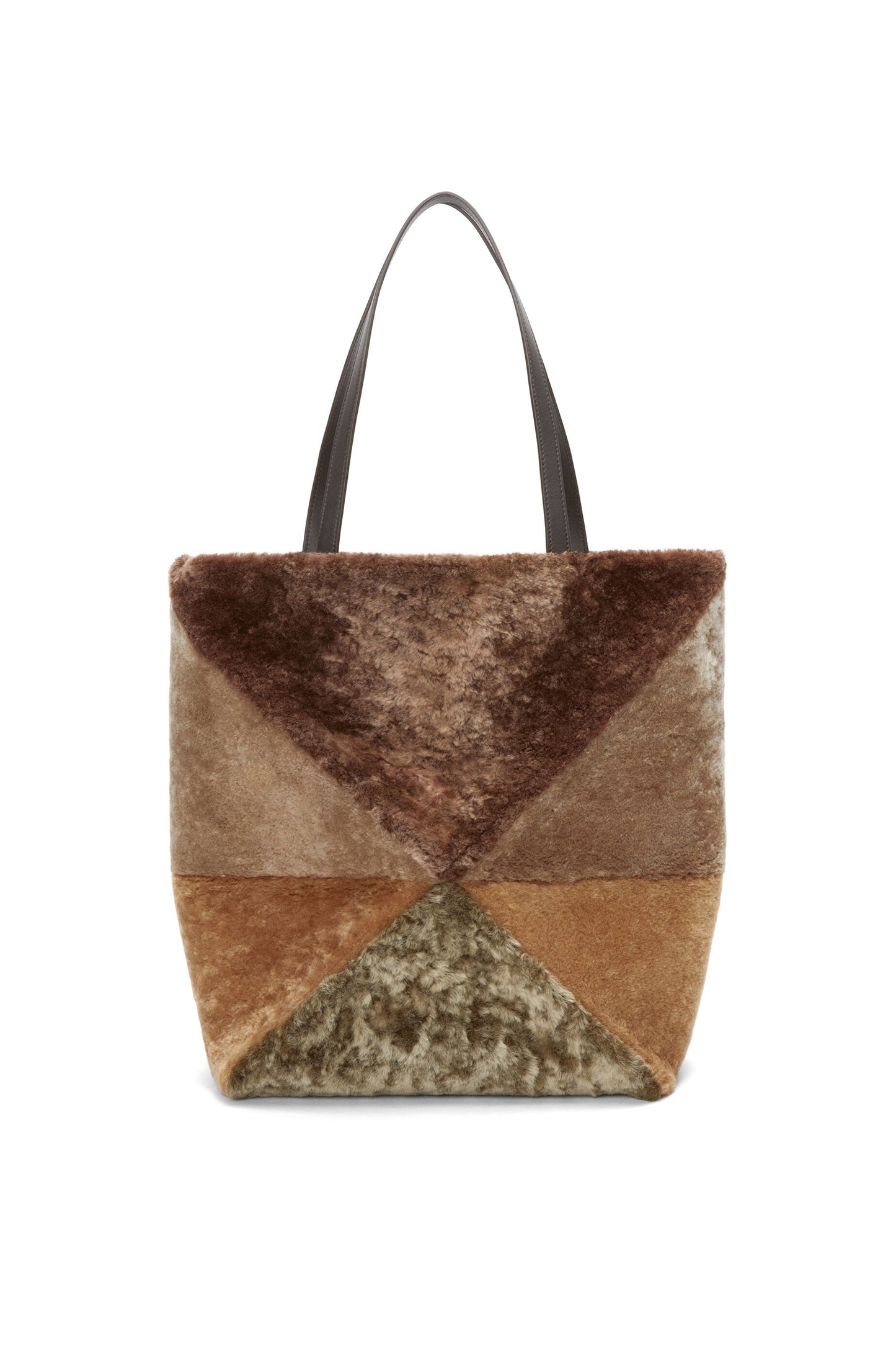 Large Puzzle Fold tote in shearling