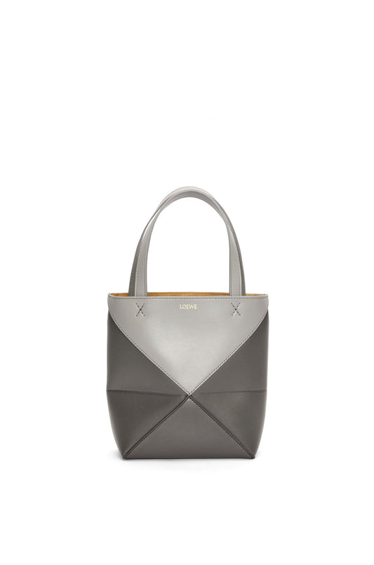 Mini Puzzle Fold Tote in shiny calfskin