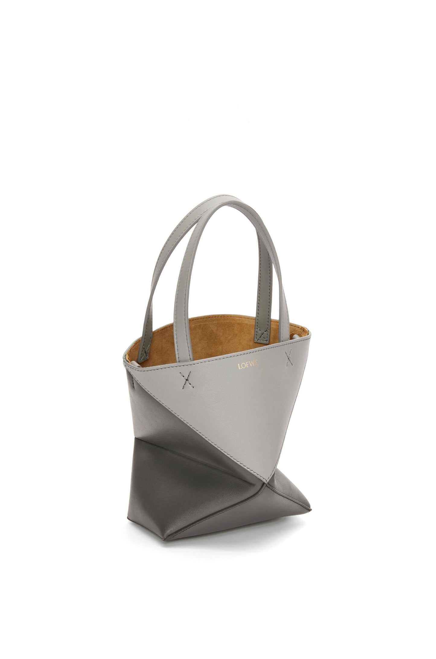 Mini Puzzle Fold Tote in shiny calfskin