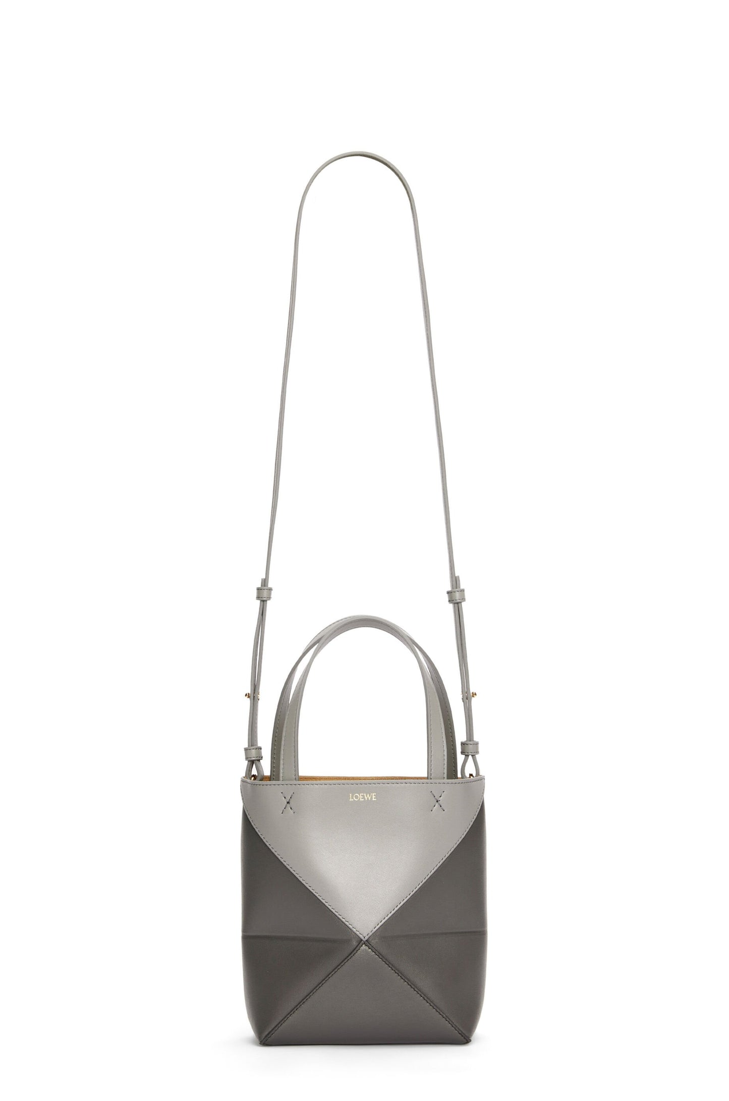 Mini Puzzle Fold Tote in shiny calfskin