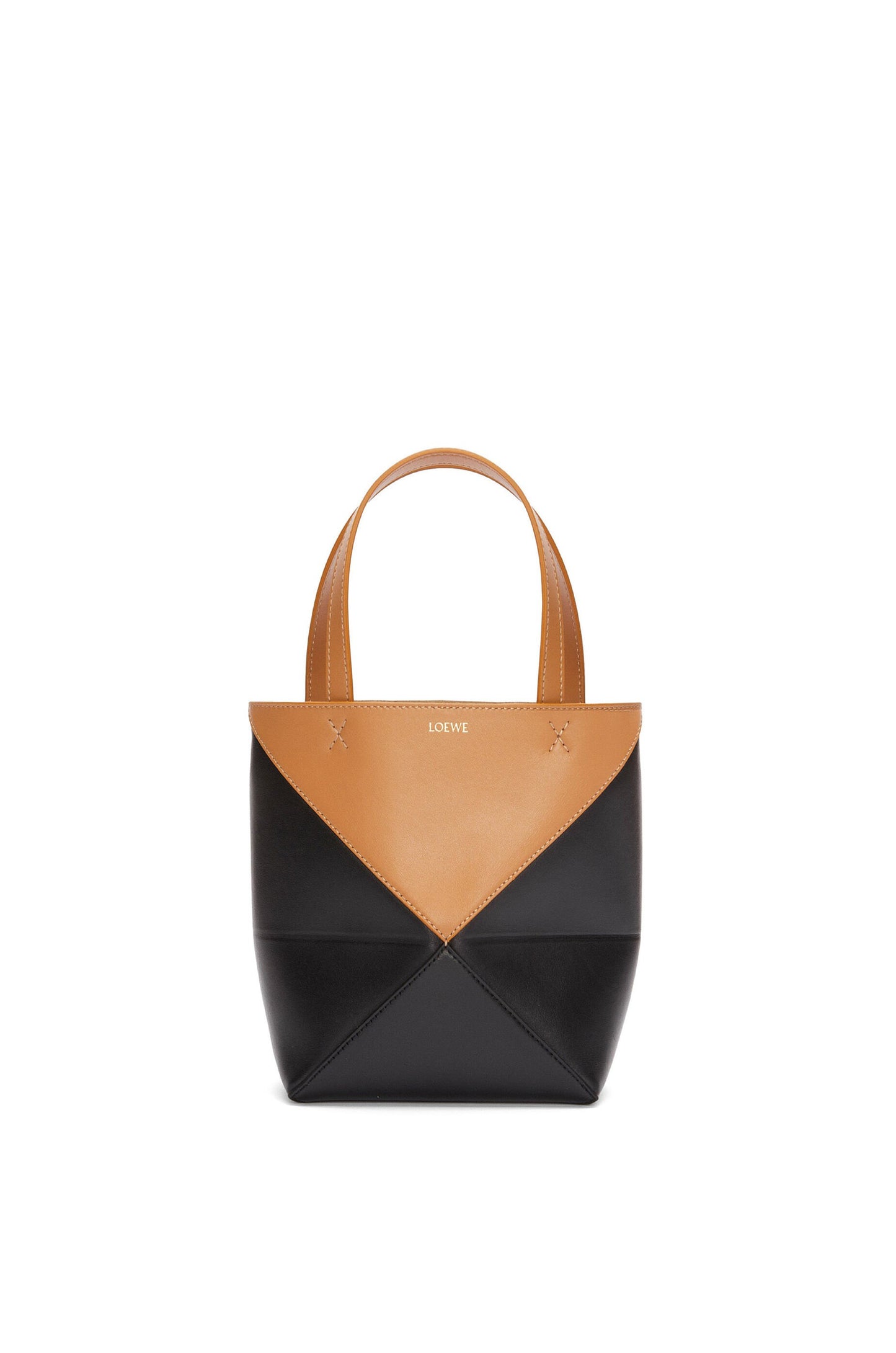 Mini Puzzle Fold Tote in shiny calfskin