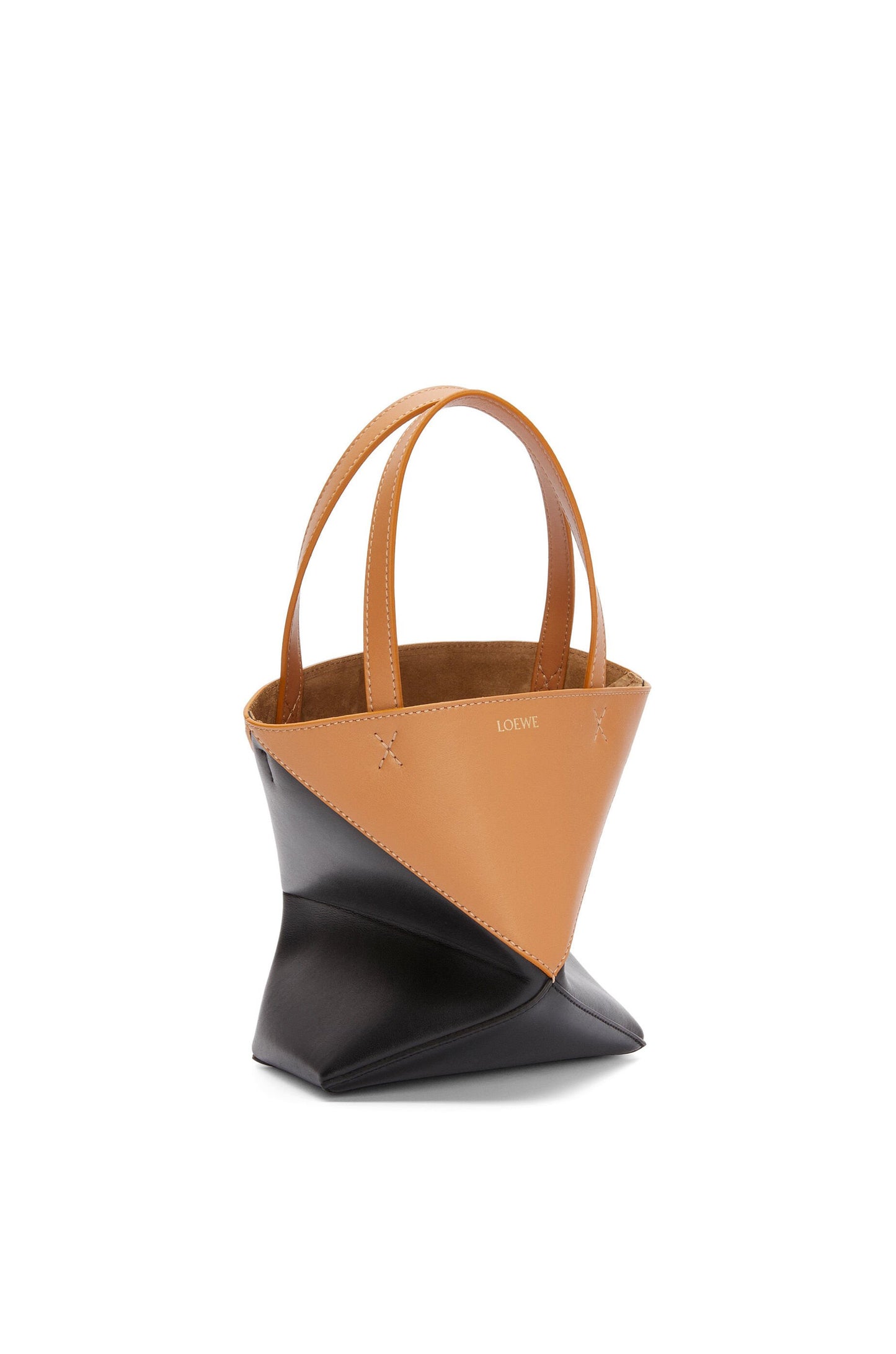 Mini Puzzle Fold Tote in shiny calfskin