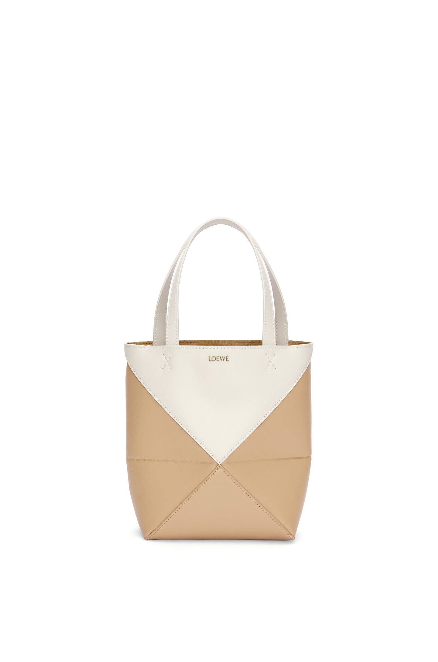 Mini Puzzle Fold Tote in shiny calfskin