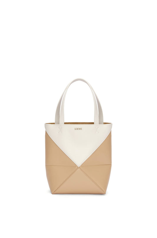 Mini Puzzle Fold Tote in shiny calfskin