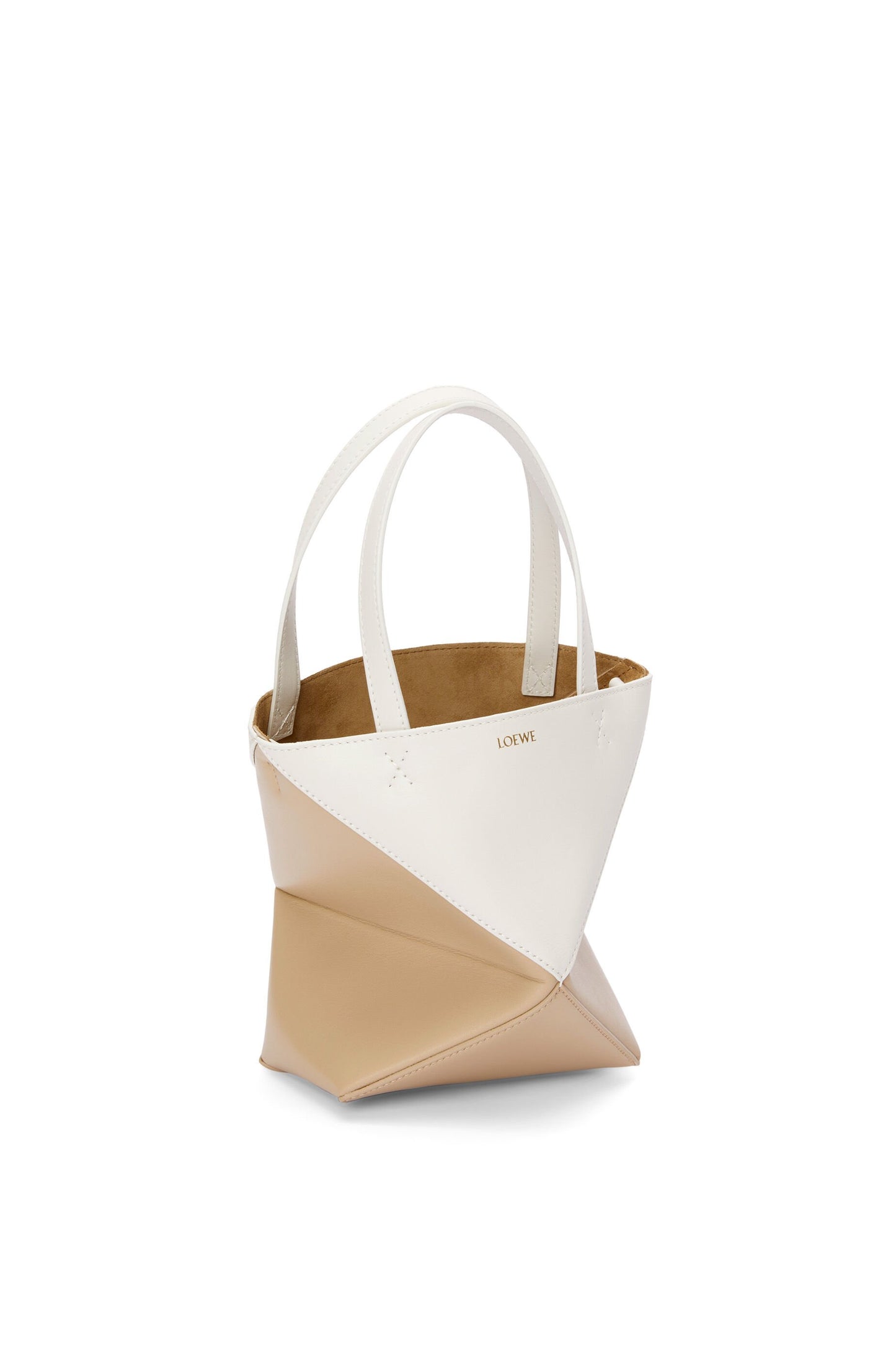 Mini Puzzle Fold Tote in shiny calfskin