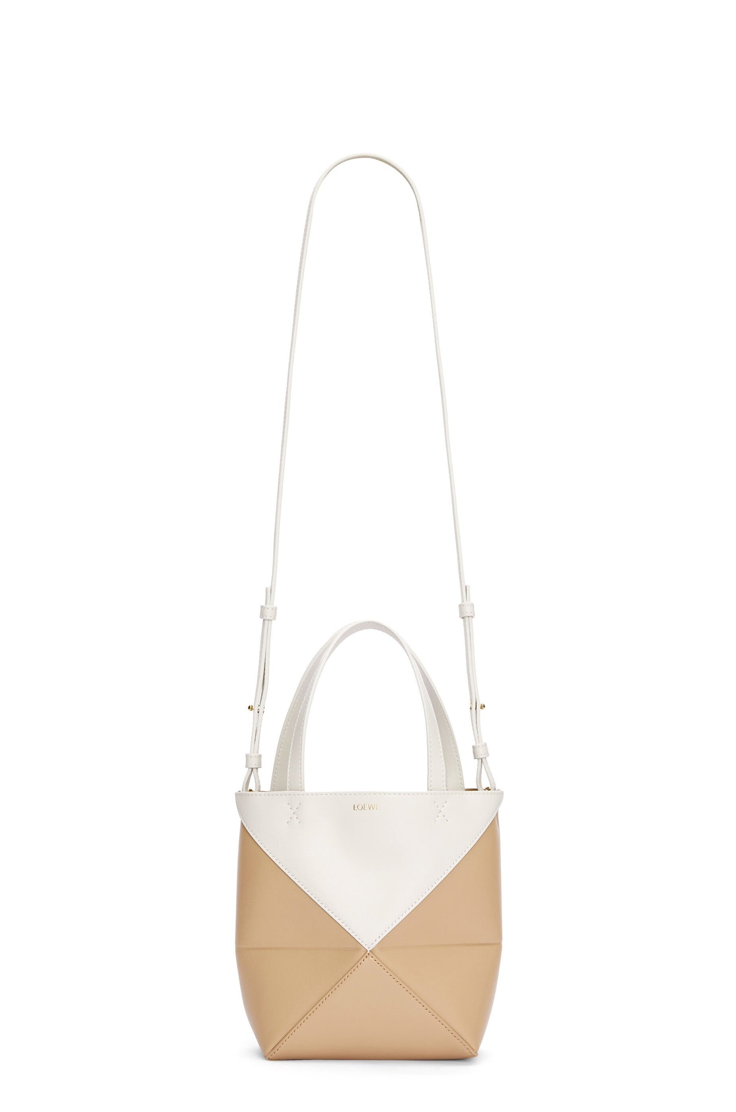 Mini Puzzle Fold Tote in shiny calfskin