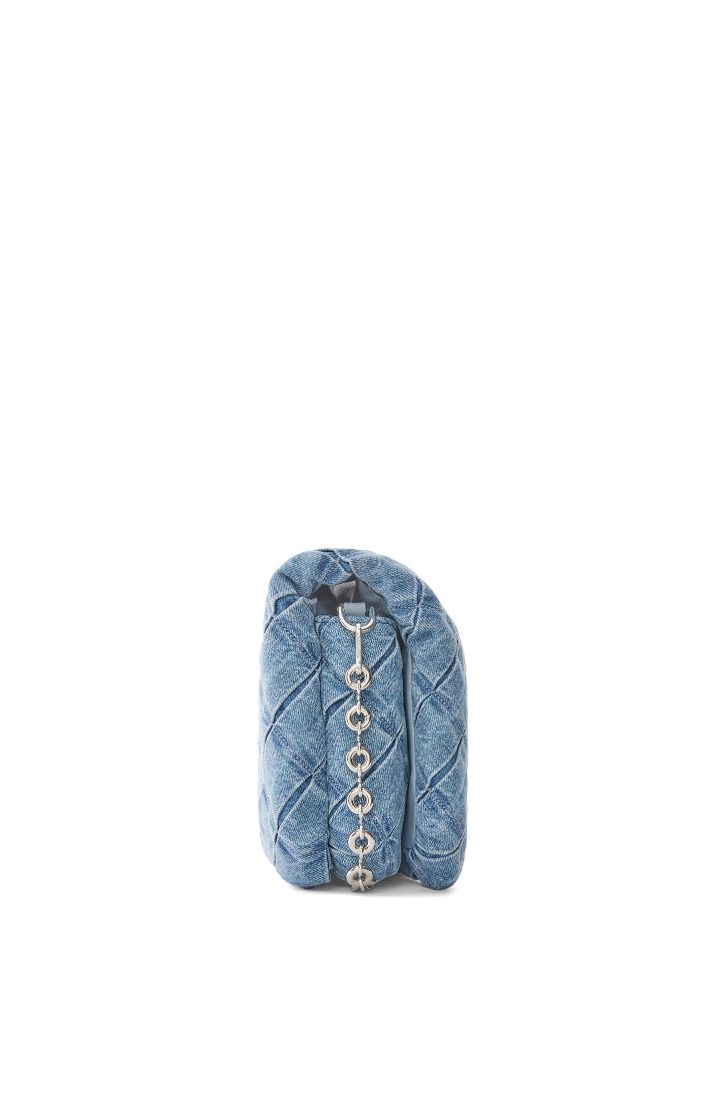 Medium Goya Puffer bag in pleated washed denim