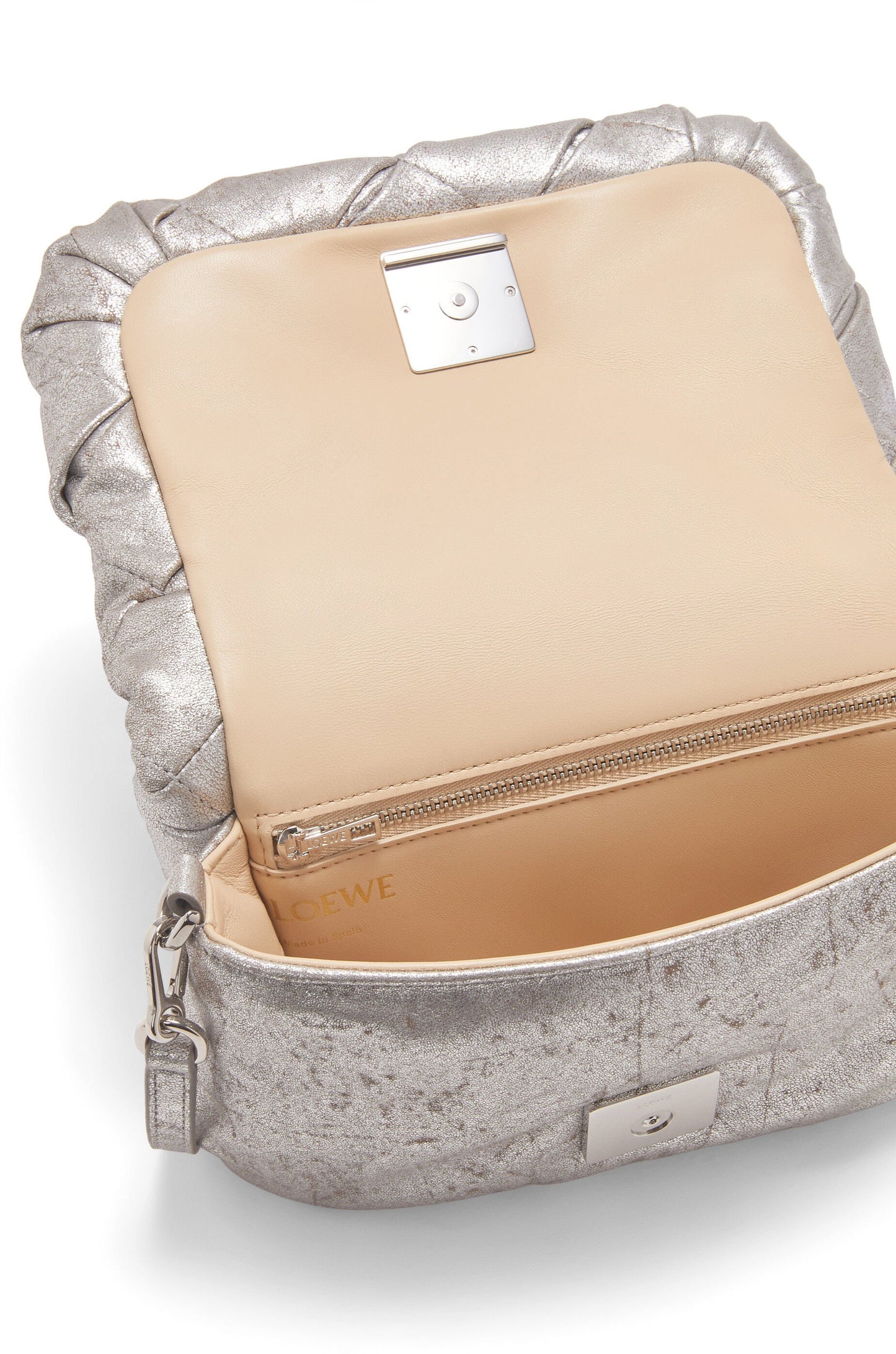 Mini Puffer Goya bag in pleated metallic leather