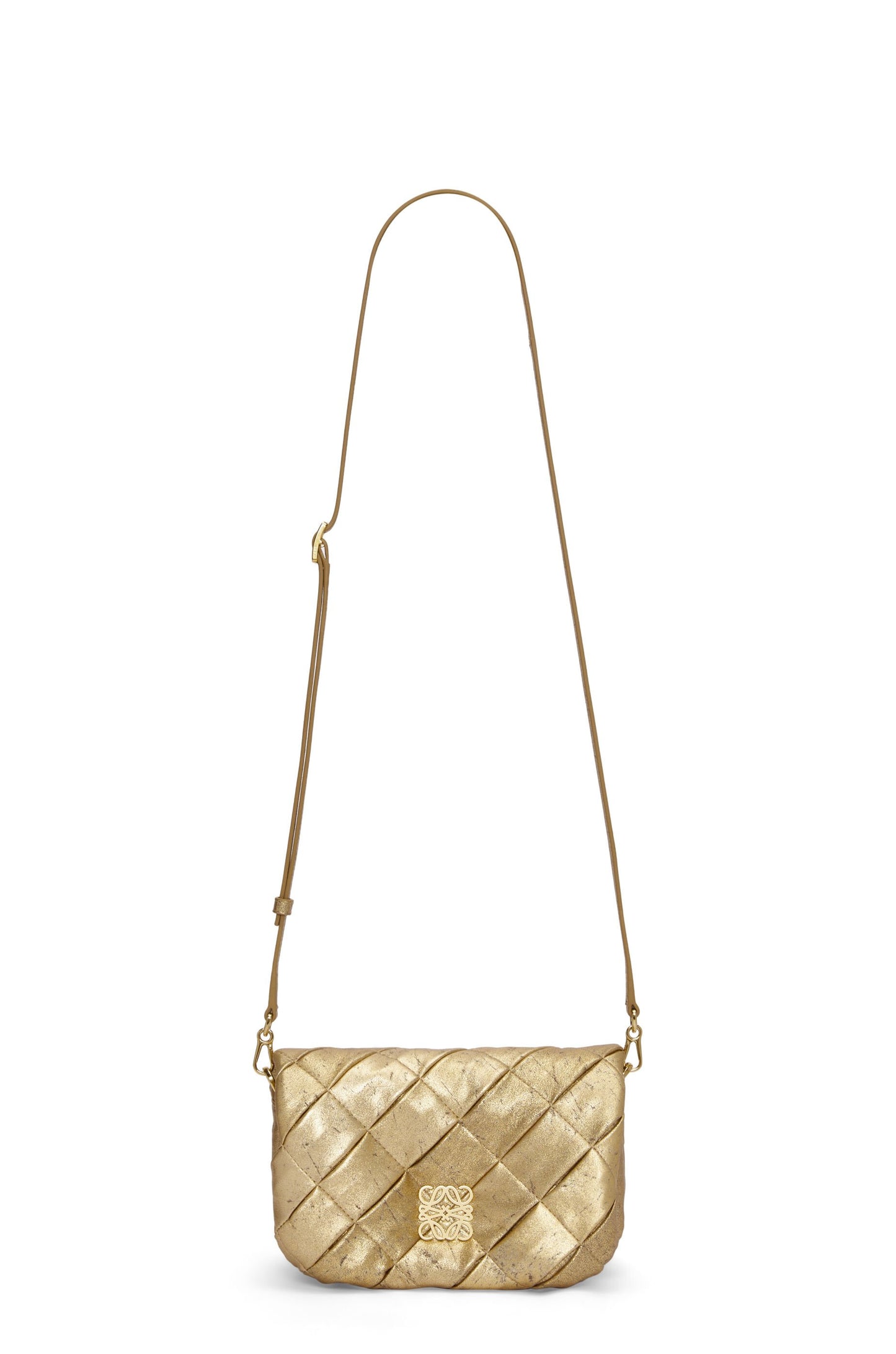 Mini Puffer Goya bag in pleated metallic leather