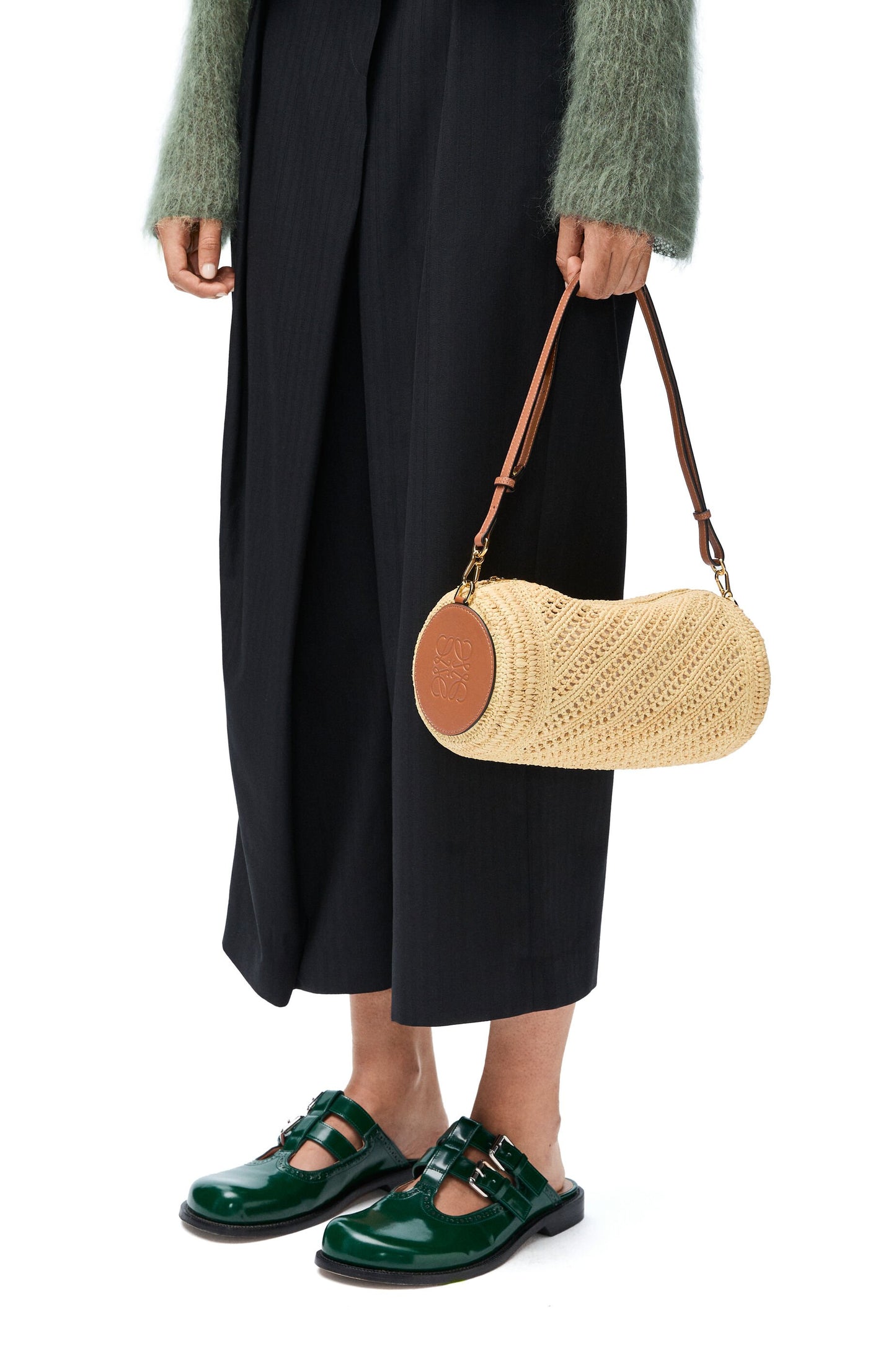 Bracelet Pouch in raffia and calfskin - Hall Of Brand