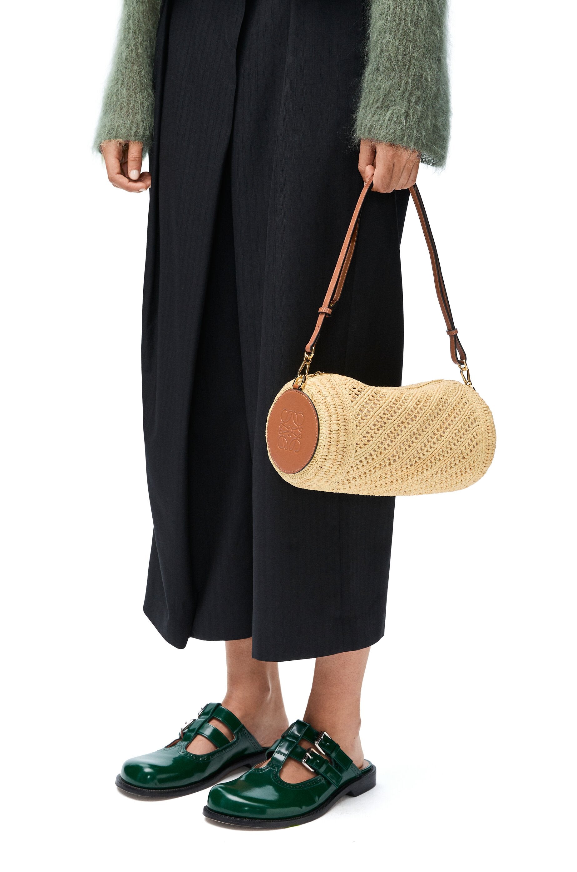 Bracelet Pouch in raffia and calfskin - Hall Of Brand