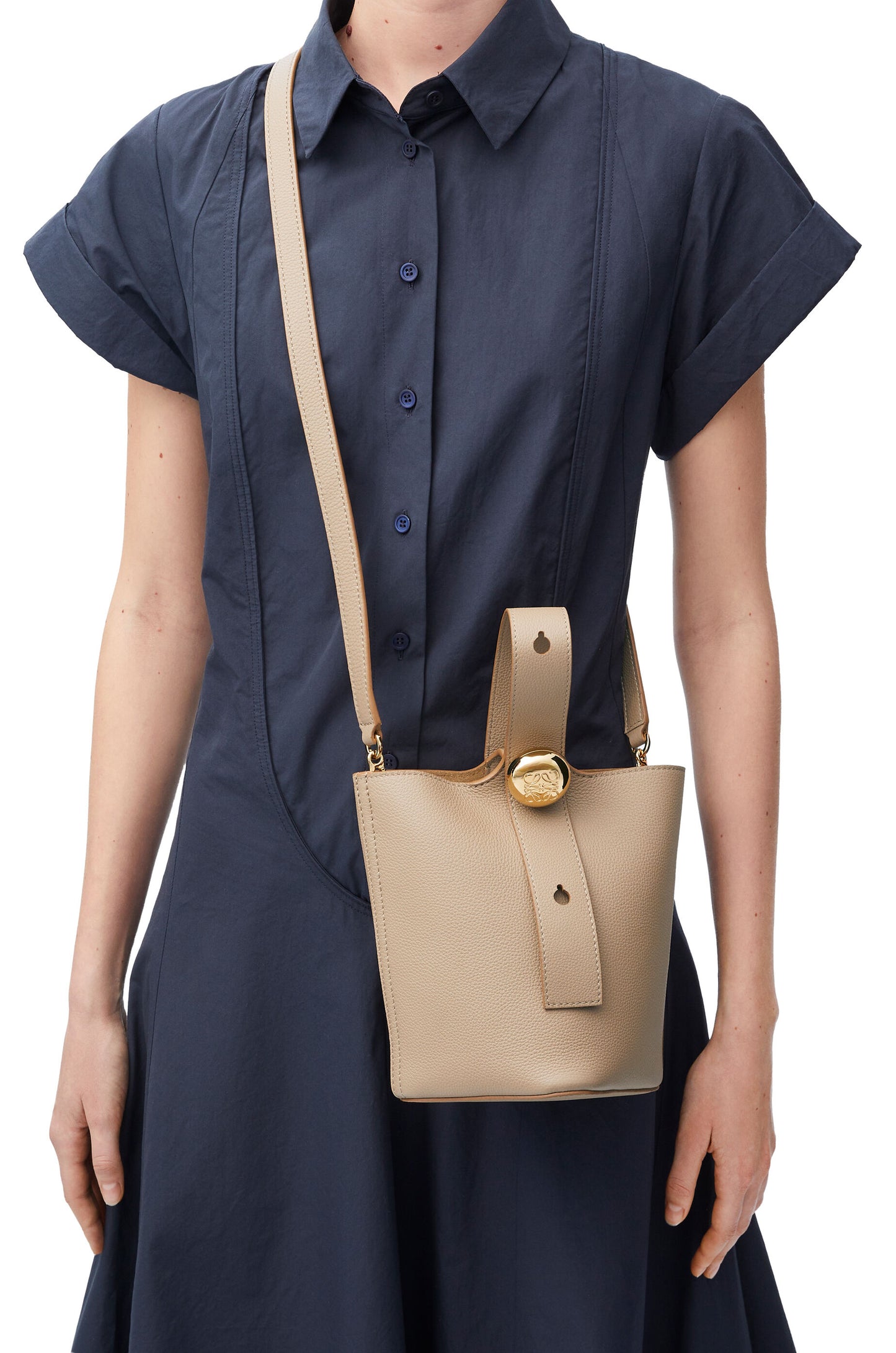 Mini Pebble Bucket bag in soft grained calfskin