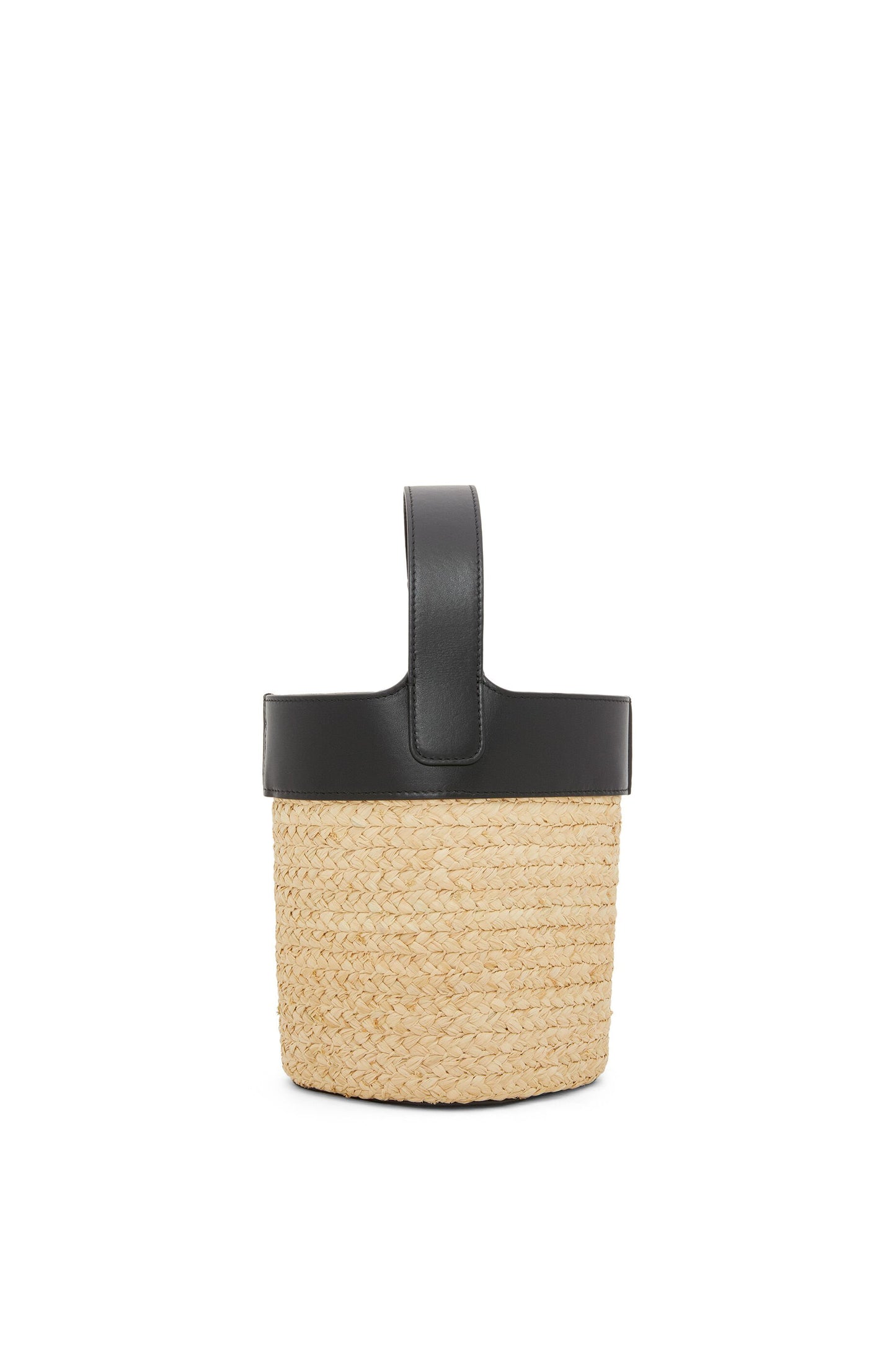 Mini Pebble bucket in raffia and calfskin