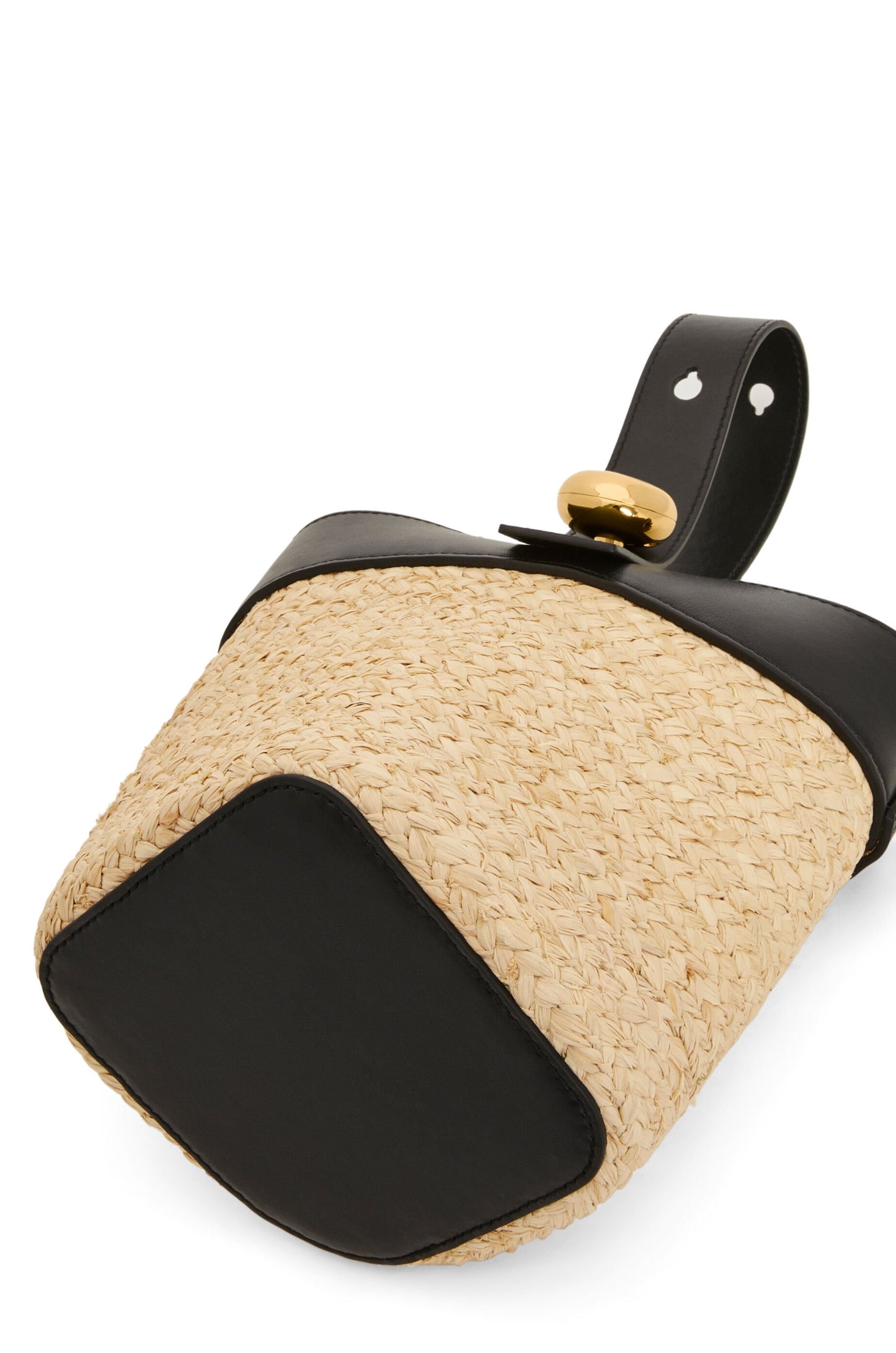 Mini Pebble bucket in raffia and calfskin