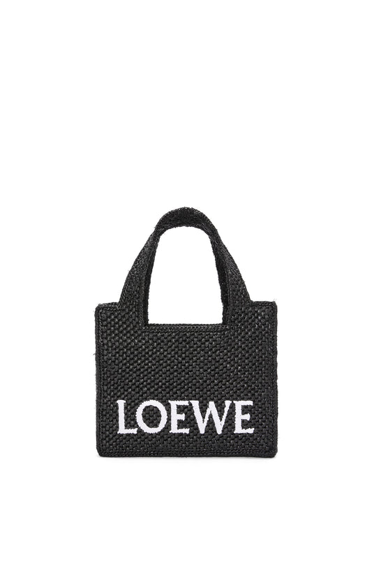 Mini LOEWE Font Tote in raffia