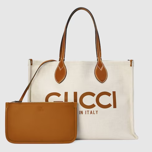 Medium tote bag with Gucci print