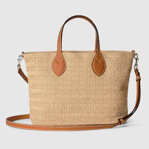 Small straw-effect tote