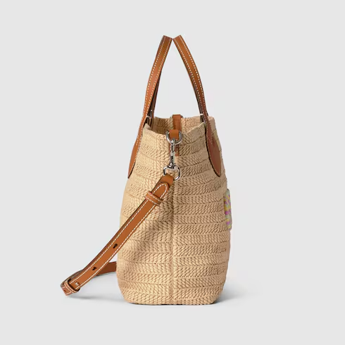 Small straw-effect tote