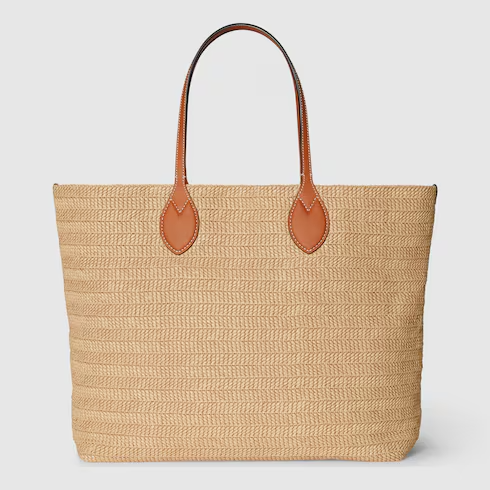 Medium straw-effect tote