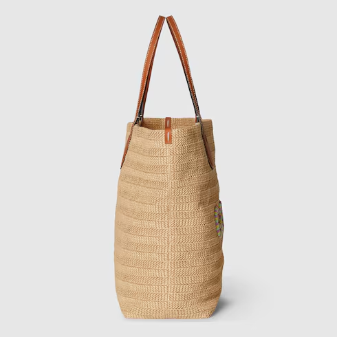 Medium straw-effect tote