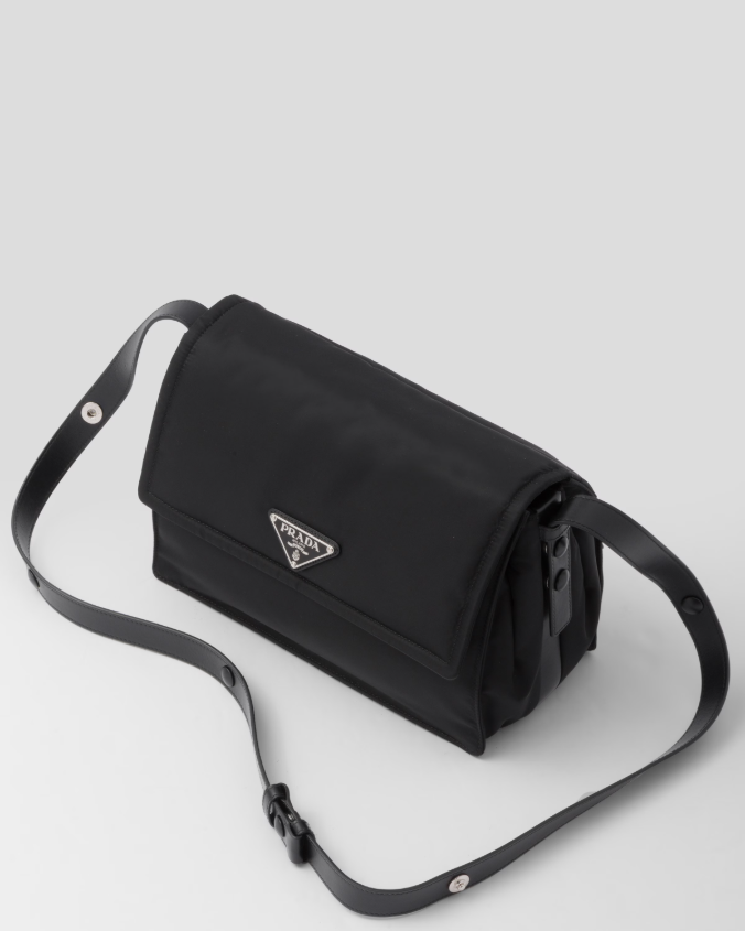 Medium padded re-nylon shoulder bag