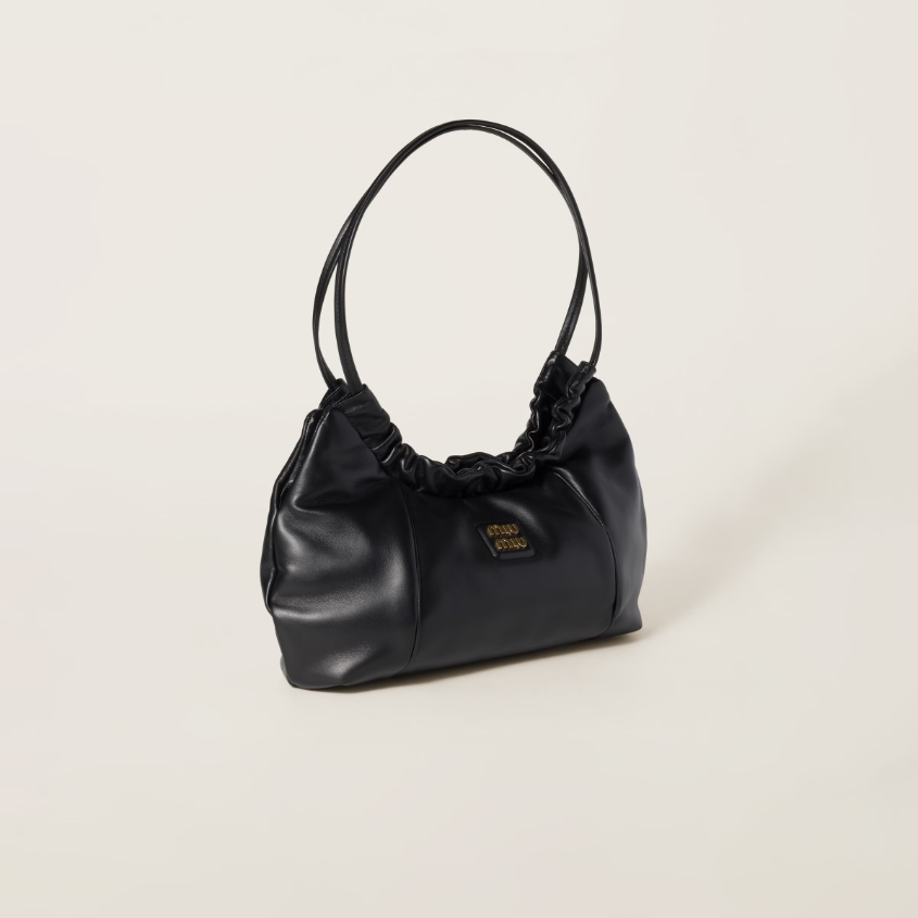 Nappa leather hobo bag with logo