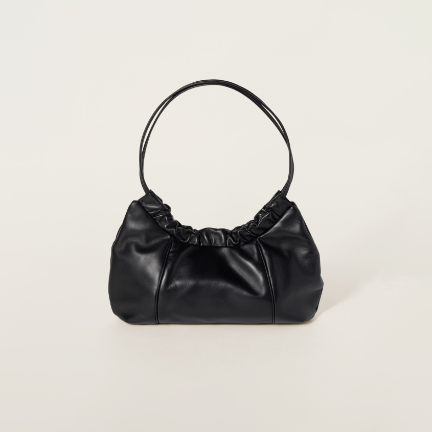 Nappa leather hobo bag with logo