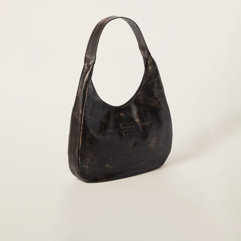 Nappa leather hobo bag