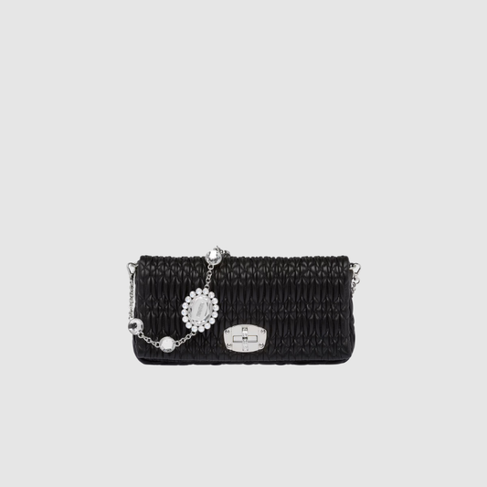 Miu miu iconic crystal cloqué nappa leather bag