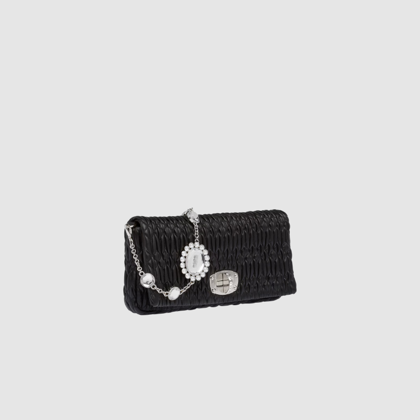 Miu miu iconic crystal cloqué nappa leather bag