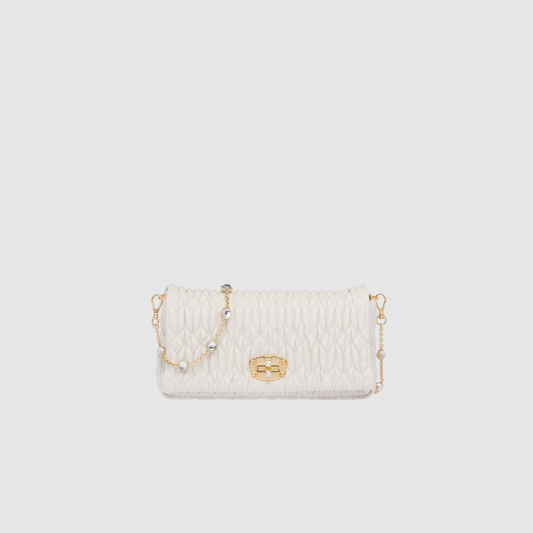 Miu crystal cloqué nappa leather bag