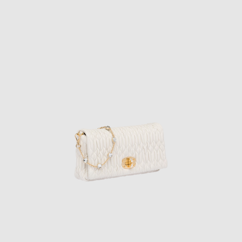 Miu crystal cloqué nappa leather bag