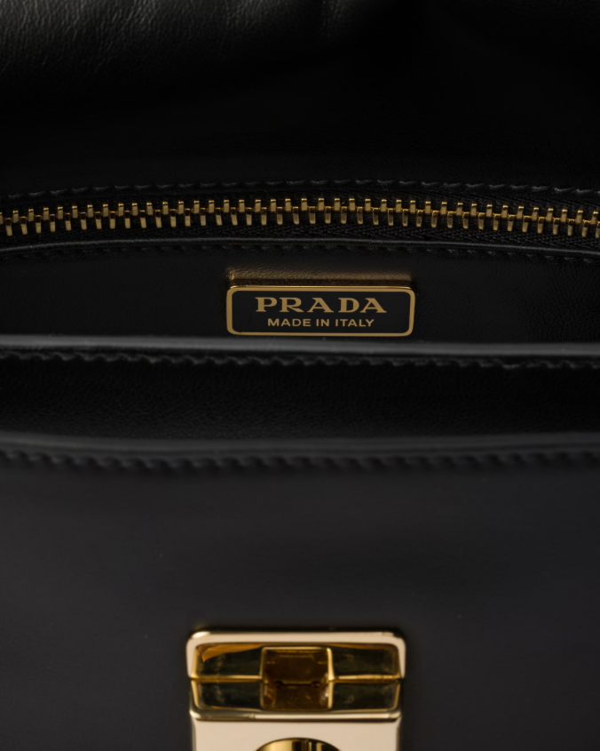 Prada soft sound small leather shoulder bag with charms