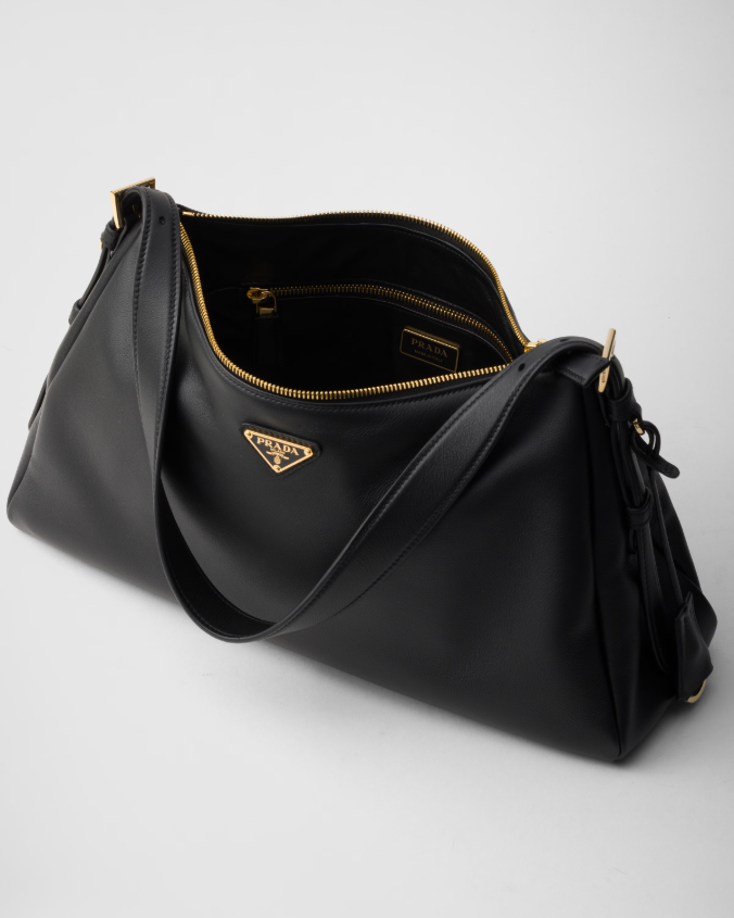 Prada aimée large leather shoulder bag