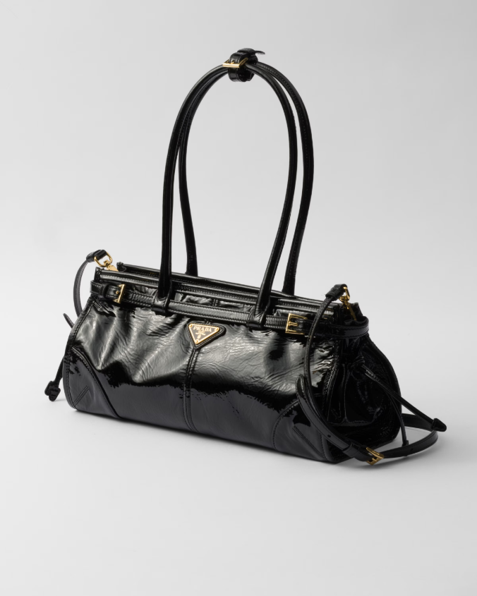 Medium naplak patent leather handbag