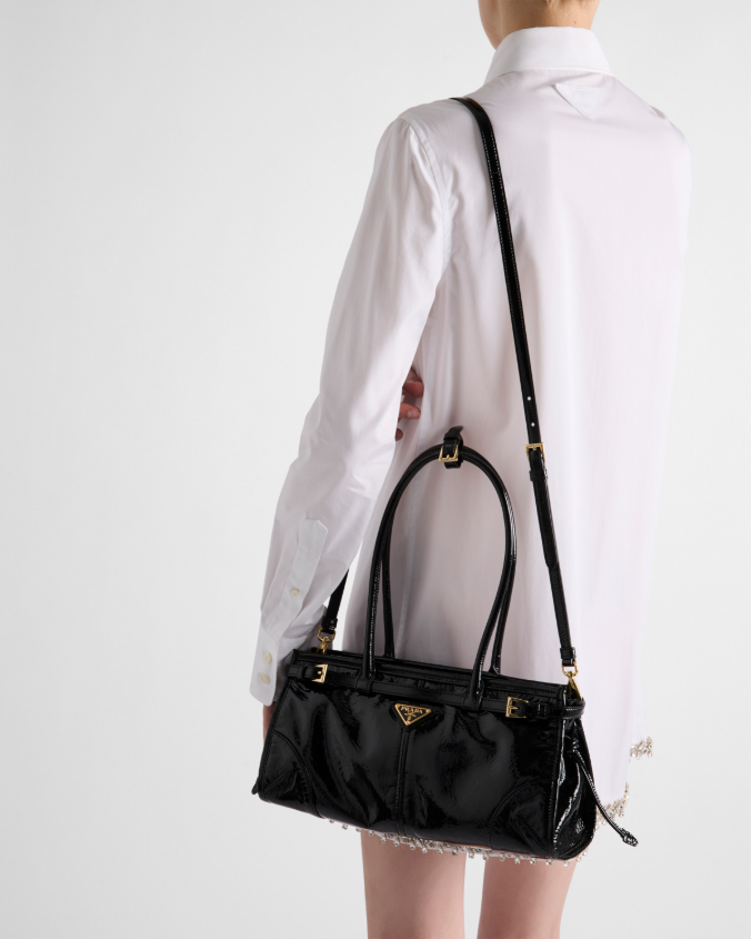 Medium naplak patent leather handbag