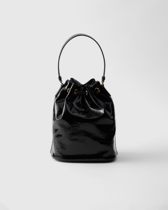 Prada duet naplak patent leather bucket bag