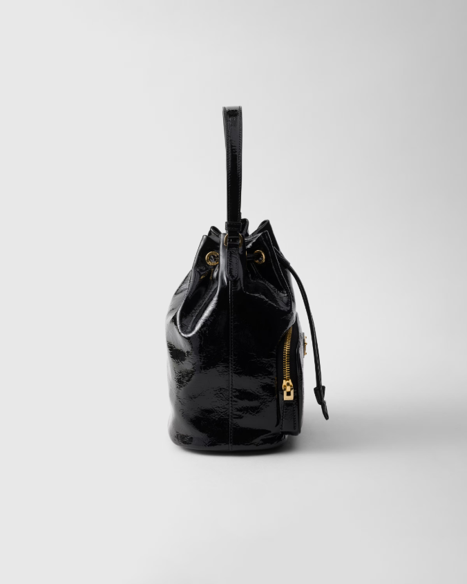 Prada duet naplak patent leather bucket bag