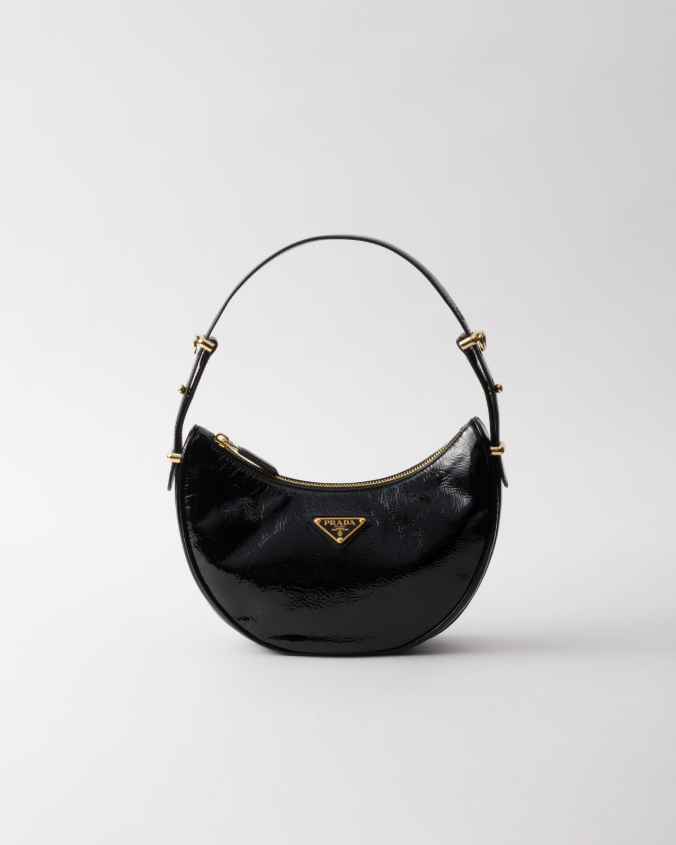 Prada arqué naplak patent leather shoulder bag