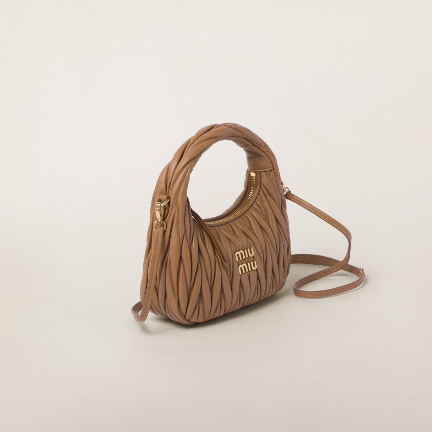 Wander matelassé nappa leather hobo bag