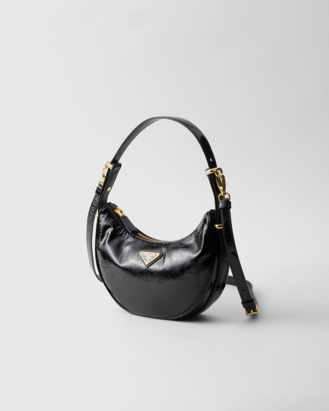 Prada arqué naplak patent leather shoulder bag