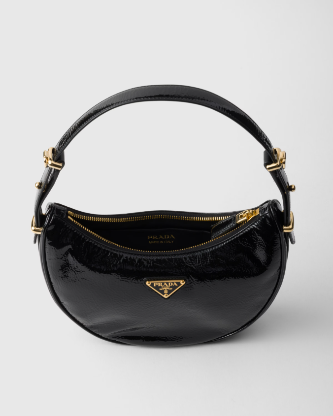 Prada arqué naplak patent leather shoulder bag