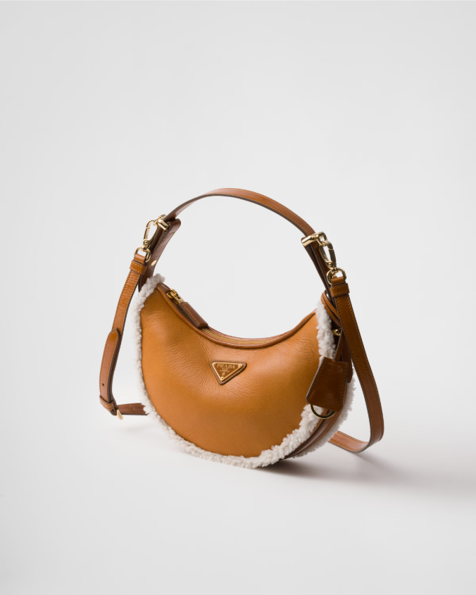 Prada arqué small shearling shoulder bag