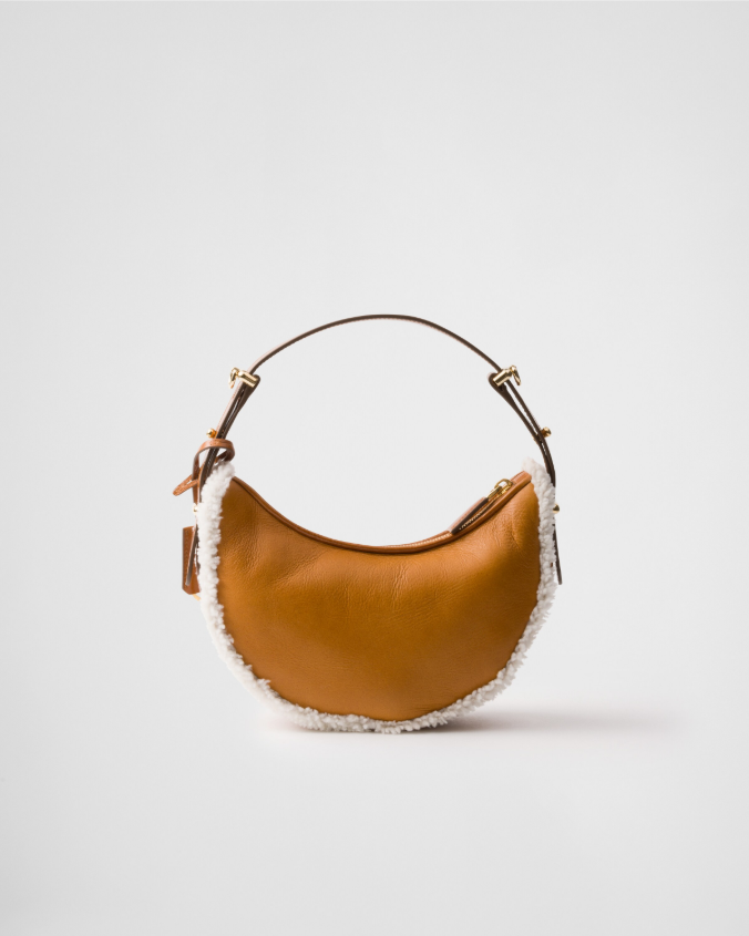 Prada arqué small shearling shoulder bag