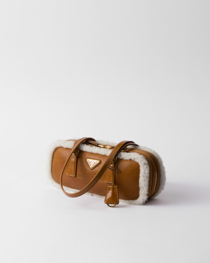 Medium shearling two-handle bag