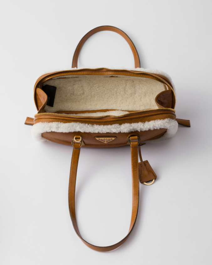 Medium shearling two-handle bag