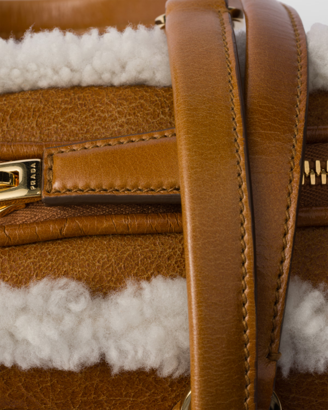 Medium shearling two-handle bag