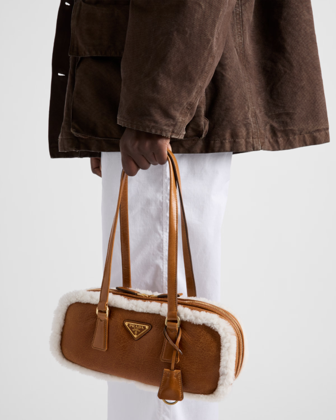 Medium shearling two-handle bag