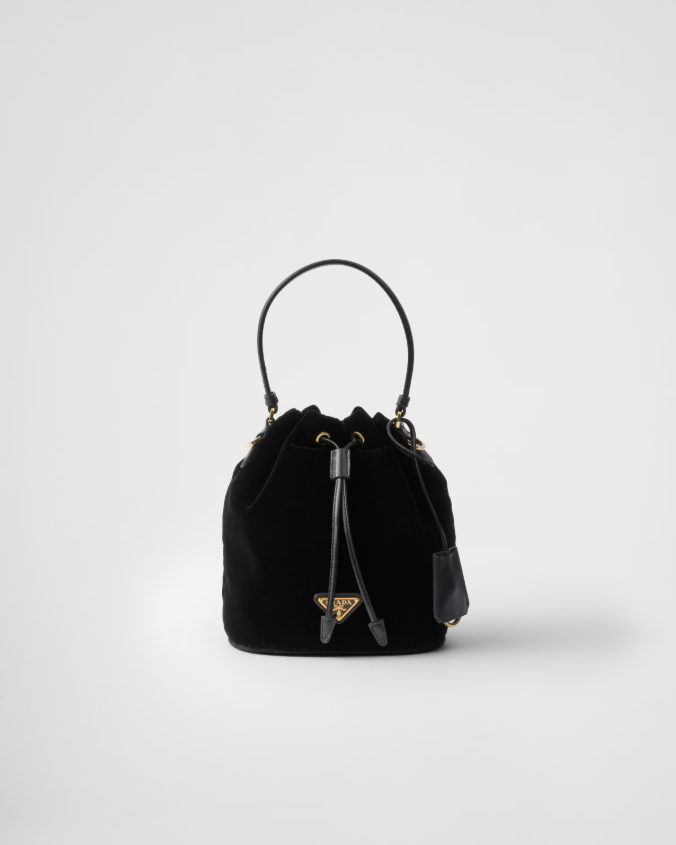 Velvet mini-bag with nappa leather details